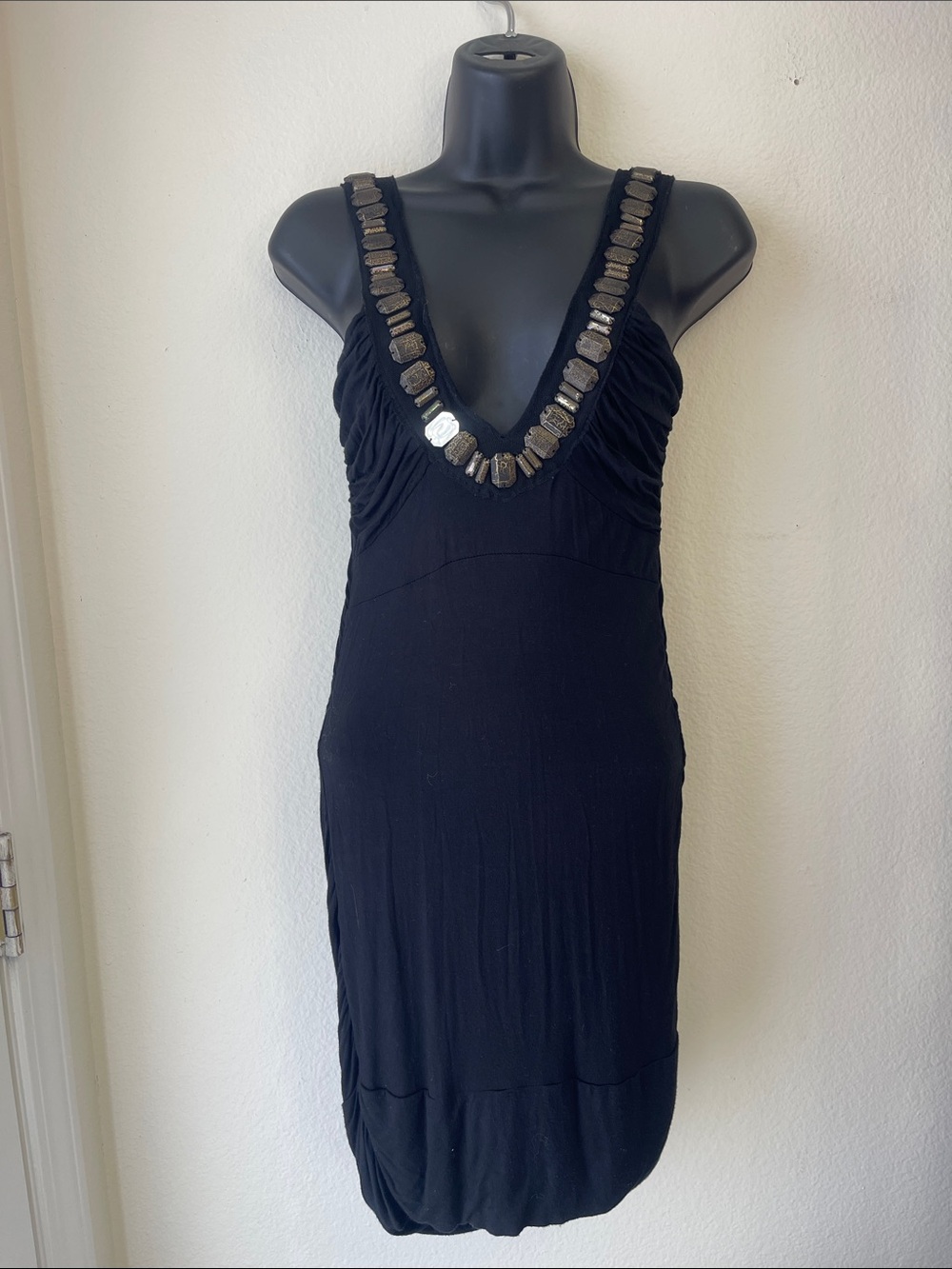 Metropark Black V-Neck Embellished Mini Dress